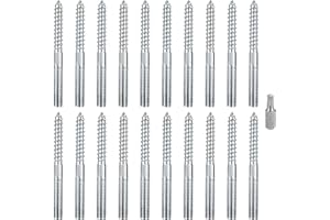 QIWUHAI 20 Pcs M8 Torx Hanger Bolts, Double Headed Bolts Dowels, Double Ended Dowel Screws, Metal Screw Dowels Hanger, Threaded Lag Wood Screws and Machine Bolts for Wood Joint Furniture Legs (M8x80mm)