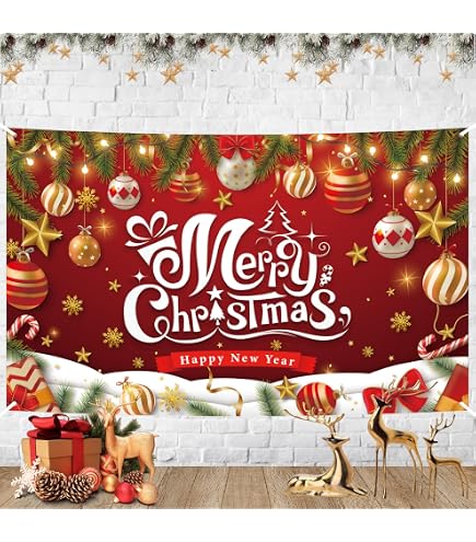 Weihnachten Türabdeckung 180x90cm - Türdeko Mit Seil - Lustiges Weihnachtsmann-Design Rot