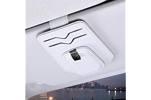 Coolicee Car Storage Glasses Card Holder Neodymium Magnet Glasses Card Storage Genuine Leather Sunglasses Clip Convenient to Secure Car Sun Visor Car Coin 2 in 1 Car Storage Glasses Holder (Gray)