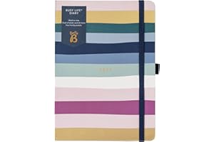 BUSYB Busy B - Busy Life A5 Pianificatore Settimanale Diario 2025 - Diario di vita per studenti, insegnanti, lavoro e altro con doppio orario, calendario annuale di tasche per la penna e banda