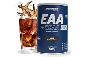 ‎ENERGYBODY Energybody EAA Pulver mit BCAA 500g Cola/EAAs Pulver mit L-Arginin & L-Citrullin/alle 8 essentiellen EAA Aminosäuren/EAA vegan & zuckerfrei