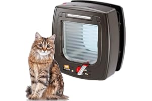 Ferplast Swing Microchip Universal Cat Flap for Dogs and Cats - 4 Closing Modes - Wind-Stopper System - Closing Shock Absorber - Magnetic Anti-Oscillation - Direction Indicator - Brown