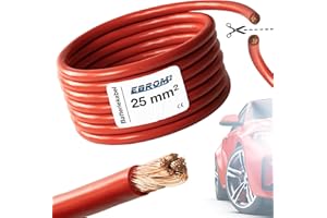 EBROM FLY Cable de alimentación para vehículo - Cable de batería ROJO – Cable de batería de 25 mm² - Medida por metro – flexible 90 ± 5 Shore - 99,99% cobre, revestimiento de PVC especial FLY FLRy