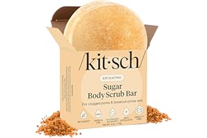 Kitsch Exfoliating Sugar Body Scrub – All Natural Body Scrubber Bar Soap for Smooth, Hydrated & Glowing Skin - Vegan Body Scrub Exfoliator for Men and Women - 4 oz