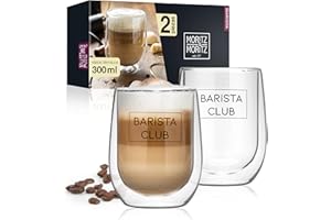Moritz & Moritz Barista 2 x 300 ml Vasos de café de doble pared - Vasos de doble pared para café, té o postre - Aptos para lavavajillas
