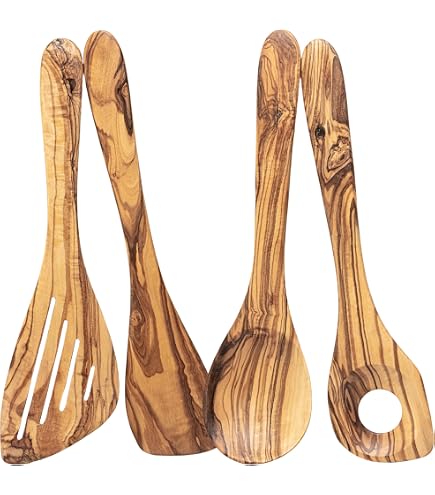 CAIHINIER Set di 2 spatole in legno, 30 cm, protezione dai graffi per padella, realizzata in bambù naturale, resistente al calore, antibatterica, priva di plastica, sana e ambientale