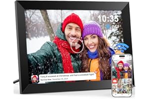 MERNGLOW Digital Photo Frame WiFi 10.1 Inch, 1280 x 800 IPS LCD Touchscreen Smart Digital Picture Frame Built in 32GB Memory, Auto-Rotate Electronic Photo Frame, Share Photos/Videos via Frameo (Black)