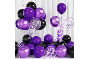 BALLOON DANCE Luftballons Schwarz Lila, 30 Stück Ballons Schwarz Dunkellila Party Luftballon Violett Konfetti Ballon Junge Männer Kinder Geburtstag Babyparty Abschluss Jubiläum Brautdusche Hochzeit Halloween Deko