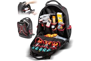 PARAT BASIC Backpack | Werkzeugrucksack 23L für Elektriker | Robuster Nylon Rucksack | Werkzeugrucksack mit 15 Fächern & 6 Gummischlaufen | Elektriker Rucksack mit verstärktem Boden