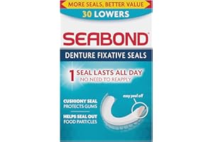 Seabond Denture Fixative Seals, Soft Adhesive Cushion, Last All Day, Protect Gums & Help Seal Out Food Particles, 30 Lowers