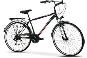 GERONI Bicicletta da Città City Bike CRAFT Bici 28'' Pollici CTB Ammortizzata Uomo Nera Sport Trekking Cambio 21V Velocità