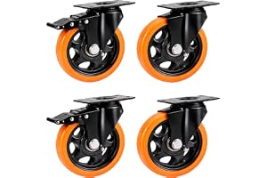 Relaxdays svängbara hjul, 4-pack, 125 mm, 600 kg, med broms, svart