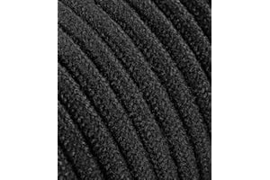 LAMORELL LIGHTDESIGN Cable eléctrico redondo/redondo revestido de tela. Color negro algodón. Sección 2 x 0,75 (3 metros)