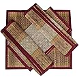 Montelal Store Korai River Grass Portable Puja Mat (Multicolor, 18" X 18") -4 Piece