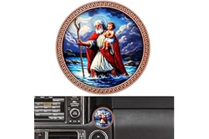 ‎ANWLKI Anwlki Heilig Christophorus Auto Plaketten Ø 4cm Heiliger Christophorus Medaille Beschutze Uns Komm Gut Heim Geschenk mit Magnet und 1 Eisenstück, 3 Doppelseitig Klebende Aufkleber (Bunt Altes Rot)