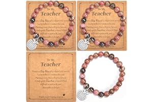 YELUWA 3Pcs Teacher Gifts for Women, Teacher Appreciation Gifts Set, End of The Year Thank You Teachers Gifts from Student, Teacher Bracelets Thank You Gifts for Woman, Natural Stone Teacher Bracelets