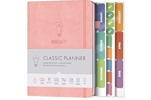 Daily Planner & appointment diary - Gratitude journal, wellness journal & 2024 Undated weekly planners and organisers - Desk journals for women & men - LUX Productivity Classic (SALMON PINK)