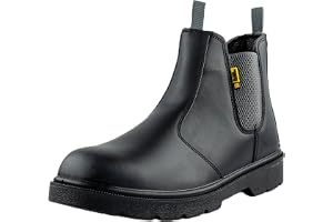 Herr Slip On Säkerhetsskor Chelsea Arbetsskor Läder Ståltå Arbets Ankel Lätta Skor S3 SRC Black Hammer 1600 Svarta
