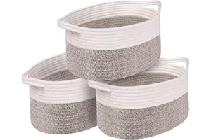 OUTBROS Aufbewahrungskorb 3er-Set, Korb Baumwollseil Geflochten, Flechtkorb, Dekorativer Aufbewahrungskorb Geflochten, Stapelbare Mehrzweck-Organisations Behälter, Beige/Braun