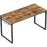 VASAGLE &Ccedil;alışma, Bilgisayar, Ofis Masası, 8 Kancalı, 140 x 60 x 75 cm, &Ccedil;alışma Odası, Ev Ofisi, Ofis, Metal, End&uuml;striyel Tasa