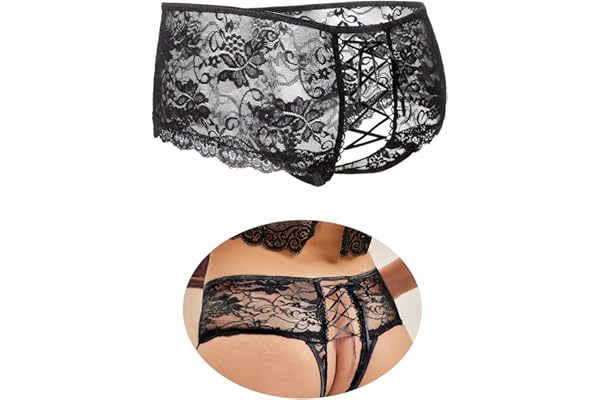 ohyeahlady Femme Culotte Dentelle Florale Slip sous-Vêtement Ouverte Lingerie Grande Taille 36 à 52 Trasparent Respirant Court