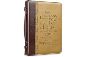 Christian Art Gifts Tan Faux Leather Bible Cover for Men and Women | I Know The Plans - Jeremiah 29:11 | Zippered Case for Bible or Book w/Handle, Extra Large 8” (W) x 11 1/8” (H) x 2 1/8” (Spine)