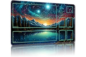 Malqiqi Playmat for MTG, with Free Storage Bags,Game Mat 24 x 14 inches, TCG and Board Game Mat for Cards,Mousepad Desk Mats (Magic Mat 34,with Zones)