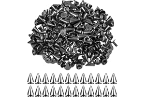 smatime 100 Pcs Metal Spikes Rivets Bullet Cone Spikes Rivet Metal Screwback Studs Screw Back Cone Studs Cool Punk Tree Spikes and Studs for Clothing Shoes Wristbands Leathercrafts, 7*10 mm, Gun Black