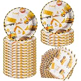 AINIUNIU 40 Pieces Excavator Dinnerware Birthday Decoration Set with Napkins and Plates, Construction Party Tableware Set, Ch