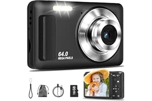 Digitalkamera 4K 64 MP, 2,8" IPS Display Autofokus‑Kamera | 16-facher Digitalzoom, 21 Filt