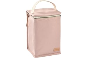 BÉABA, Pochette Repas Bébé Isotherme, Rangement biberons Grand Format, Grande capacité, Transporte Repas Complet, Matière Souple, Pliable, Tissu imperméable, Rose poudré