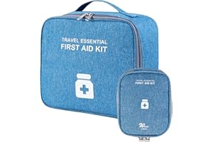 Seasboes 2 x torba na lekarstwa, duża pojemność, torba na lekarstwa, pusta torba pierwszej pomocy, wodoszczelna torba do przechowywania leków, do domu, podróży, biura (duża + mała), błękitny, casual