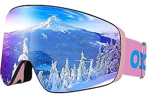Dizokizo Magnetic Ski Goggles with UV400 Protection - Anti-Fog OTG Snow Goggles for Men & Women Snowboarding & Skiing