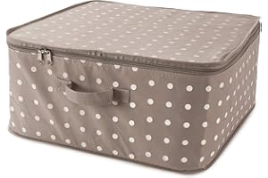 Compactor RAN4540B Rivoli Custodia Porta Coperte con Cerniera, Chiusura Lampo, Antipolvere, Polipropilene, Marrone/Bianco, 46 x 46 x H. 20.5 cm