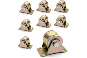 ASNOMY 8pcs V Groove Wheel 1-1/4 Inches, Heavy Duty Rigid Caster With Bracket for Inverted Track, Rolling Gate, Sliding Gate, Industrial Machines