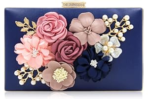 Milisente Donna Borsa Sera Fiore Pochette Nozze Pochette da Sera Eleganti Borsette (Blu)