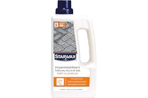 STARWAX Imperméabilisant Eau et Graisses pour Toitures, Murs et Sols Extérieurs - 1L - Protection Hydrofuge et Oléofuge - Effet Déperlant - Non Glissant