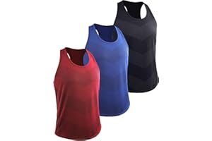 Cadmus Men's 3 Pack Gym Muscle Vest Running Dry-Fit Sleeveless Y-Back Tank Top Training Fitness Shirts