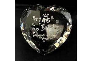 WOSHIDEFA 45th Birthday Gifts for Women,45th Birthday Gifts for Her Wife,Sister,Crystal Heart Keepsake Paperweight,45 Years Birthday Presents for Friend, Gilfriend