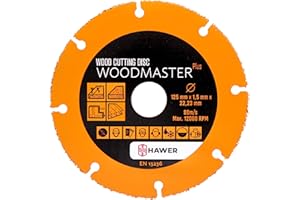HAWER Tech-Parts Woodmaster Plus - Disco de corte para madera para amoladora angular (125 mm)