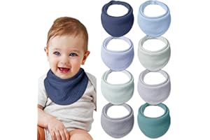 Lulu moon Bebe Baberos de 100% Algodón Muselina, Baberos para Bebé Niño Niña Unisexo 8 Paquetes
