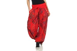 MALITO MORE THAN FASHION Malito – damskie spodnie haremki z nadrukiem – rozmiar uniwersalny z bawełny – lekkie spodnie materiałowe w zestawie pasek z materiału – wygodne spodnie letnie na ciepłe dni – cienkie spodnie