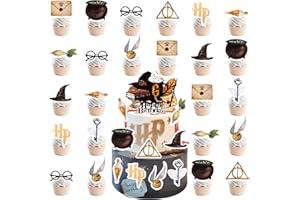 HEARTSKING 21 Stück Tortendeko, Wizard Tortendeko Kuchendeko Geburtstag Theme Geburtstagsdeko Happy Birthday Muffin Tortenaufleger Cake Topper Geburtstag Deko für Mädchen Jungen Kinder