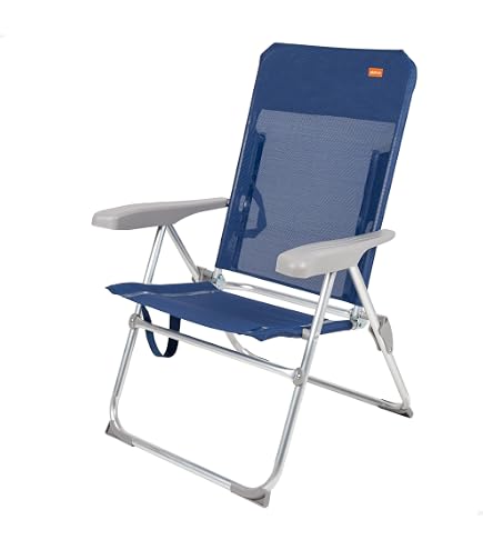 LIT DE PLAGE MULTIPOSITION AVEC POIGNÉE ALUMINIUM FIBRELINE BLEU