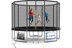 Devoko Trampoline Extérieur Ø183/ 228/305 / 366 / 427cm, Trampoline de Jardin Robuste, Cadre en Acier Galvanisé avec Sac de Rangement, pour Enfants et Adultes