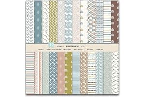 MERWDEEYT Boho Scrapbooking Sheets 12x12 Inch - 24 Double-Sided Decorative Paper Pad, Colorful Craft Supplies for Photo Albums, DIY Cards & Junk Journals