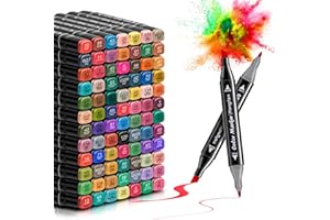 hangfan 84 Couleurs Feutre a Alcool, Twinmarkers Set, Feutre Alcool Uniques à Double Pointe, Marqueur Alcool Avec Sac à Noir, pour Artistes et Débutants Coloriage Dessin Croquis Illustrations