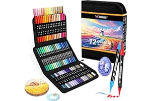 PAMAKER 72 Farben Acrylstifte Set – Doppelseitige Spitzen, Multimarker für Steine, Holz, Stoff, Leinwand, Glas, Keramik in Stofftasche – Vielseitige Acrylfarben für Künstler & DIY Projekte