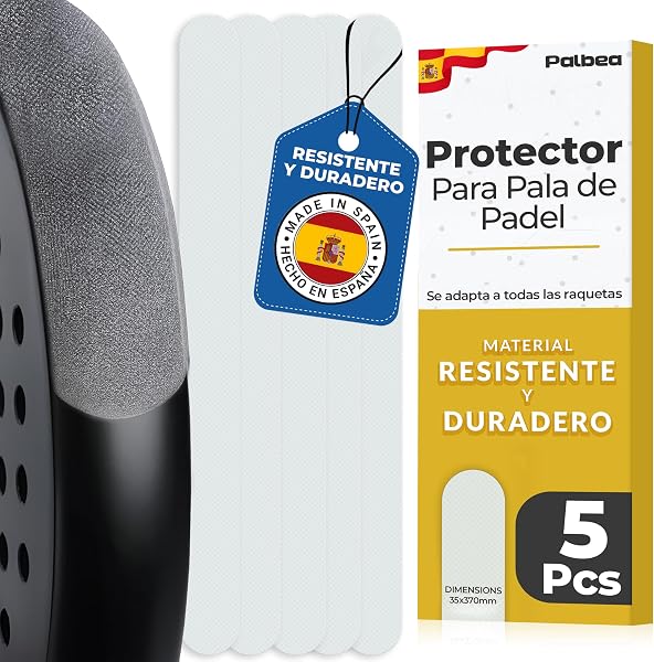 PALBEA Protector Pala de Padel Transparente - Paquete de 1/2/3/5 - Protector Padel Rugoso y Ligero para la Cabeza de la Raqueta - Padel Accesorios Duradero y Fácil de Sustituir - Dimensiones 35x370mm. - 1