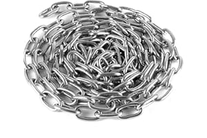 RSE Heavy Duty Galvanized Chain Links Extra Strong Welded Dipped Shiny Chrome Plated and Polished DIY for Fence Gate Bike Cycle Security Lock (6mm, 3 metre)